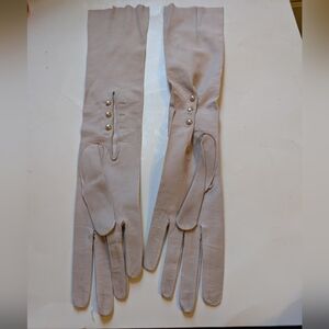 Vintage Made In France Suede Long Gloves Size 6/3 In VGUC